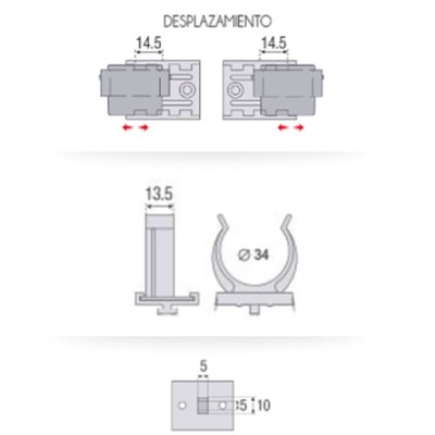 PINZA ZOCALO PVC-ALUMINIO CON PIVOTE  F24011