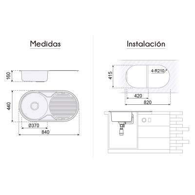 FREGADERO 1 SENO Y ESCURRIDOR