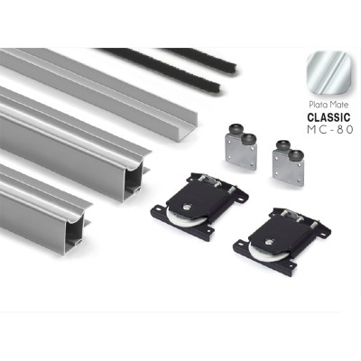 KIT TIRADOR PUERTA CORREDERA ARMARIO 16MM MC80 LACADO-ANODIZADO