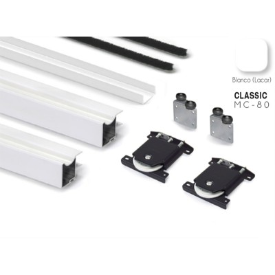 KIT TIRADOR PUERTA CORREDERA ARMARIO 16MM MC80 MELAMINA