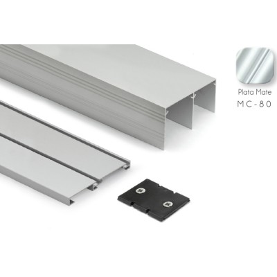 KIT GUIAS PUERTA CORREDERA ARMARIO MC80 LACADO-ANODIZADO